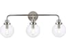 Elegant Lighting Hanson 3-Light Polished Nickel And Clear Shade Glass Vanity Light