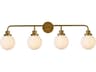 Elegant Lighting Hanson 4-Light Brass And Frosted Shade Glass Vanity Light