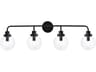Elegant Lighting Hanson 4-Light Black And Clear Shade Glass Vanity Light