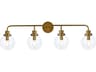 Elegant Lighting Hanson 4-Light Brass And Clear Shade Glass Vanity Light