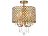 Elegant Lighting Elise 4-Light Brass Crystal Drum Semi Flush Mount