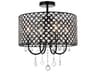 Elegant Lighting Elise 4-Light Black Crystal Drum Semi Flush Mount