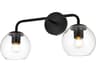 Elegant Lighting Genesis 2-Light Black Glass Vanity Light
