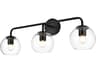 Elegant Lighting Genesis 3-Light Black Glass Vanity Light