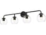 Elegant Lighting Genesis 4-Light Black Glass Vanity Light