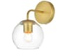 Elegant Lighting Genesis 1-Light Brass Glass Wall Sconce