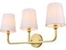 Elegant Lighting Colson 3-Light Brass Glass Vanity Light