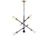 Elegant Lighting Axel 6-Light Black Brass Sputnik Pendant