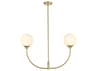 Elegant Lighting Nyomi 2-Light Brass Globe Island Pendant