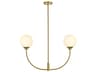 Elegant Lighting Nyomi 2-Light Satin Gold Globe Island Pendant