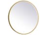 Elegant Lighting Pier Brass Round LED Wall Mirror