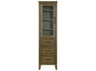 Elegant Lighting Alina Hazel Oak Brown Rubberwood Bath Storage Glass Cabinet