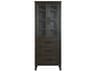 Elegant Lighting Alina Chocolate Oak Brown Rubberwood Bath Storage Glass Cabinet