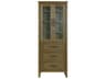 Elegant Lighting Alina Hazel Oak Brown Rubberwood Bath Storage Glass Cabinet