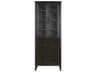 Elegant Lighting Blakely Chocolate Oak Brown Rubberwood Bath Storage Glass Cabinet