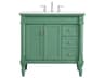 Elegant Lighting Lexington Vintage Mint 36" Vanity with Ivory White Quartz Countertop