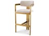 Eichholtz Donato Brushed Brass Boucle Cream Upholstered Bar Stool