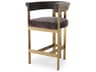 Eichholtz Clubhouse Brushed Brass Savona Grey Velvet Upholstered Counter Stool