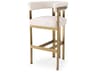 Eichholtz Clubhouse Brushed Brass Boucle Cream Upholstered Bar Stool