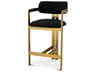 Eichholtz Donato Boucle Black Brushed Brass Upholstered Counter Stool