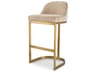 Eichholtz Condos Lyssa Sand Brushed Brass Upholstered Bar Stool