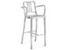 Emeco Outdoor Navy Brushed Aluminum Bar Stool with Arms