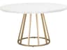 Essentials for Living Traditions Turino Round White Carrera Marble Brushed Gold Dining Table