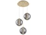 Eurofase Atomo 3-Light Gold Crystal Glass Globe Pendant