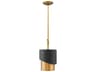 Fredrick Ramond Gigi 1-Light Heritage Brass Satin Black Drum Mini Pendant