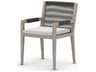 Four Hands Outdoor Solano Weathered Grey / Dark Grey Rope Resin Teak Dining Chair with Stone Grey Cushion