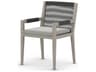 Four Hands Outdoor Solano Weathered Grey / Dark Grey Rope Resin Teak Dining Chair with Faye Ash Cushion