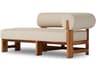 Four Hands Outdoor Solano Natural Teak Right Facing Chaise Lounge with Faye Sand Cushion
