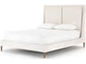 Four Hands Kensington Potter Dover Crescent Distressed Natural White Parrawood Upholstered Queen Platform Bed