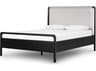 Four Hands Filmore Rosedale Ebony Oak Knoll Sand Gunmetal Wood Upholstered King Panel Bed