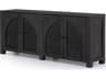 Four Hands Leighton Tilda 78" Mango Wood Black Wash Iron Circle Cane Sideboard