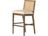 Four Hands Belfast Antonia Savile Flax Upholstered Cane Armless Bar Stool