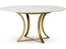 Four Hands Rockwell Gage Round Cast Brass Polished White Marble Dining Table