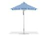 Frankford Greenwich Market Silver Anodized Aluminum 7.5 Foot Square Pulley Lift Outdoor Patio Umbrella - Special Order Striped Fabric