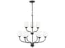 Generation Lighting Windom 9-Light Midnight Black Glass Tiered Chandelier