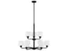 Generation Lighting Canfield 9-Light Midnight Black Glass Drum Tiered Chandelier
