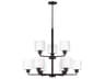 Generation Lighting Canfield 9-Light Bronze Glass Drum Tiered Chandelier