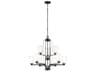 Generation Lighting Franport 9-Light Bronze Glass Cylinder Tiered Chandelier