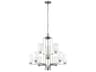 Generation Lighting Franport 9-Light Brushed Nickel Glass Cylinder Tiered Chandelier