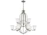 Generation Lighting Emmons 9-Light Brushed Nickel Glass Bell Tiered Chandelier
