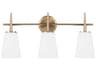 Generation Lighting Driscoll 3-Light Satin Brass Glass Vanity Light