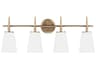 Generation Lighting Driscoll 4-Light Satin Brass Glass Vanity Light