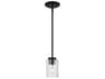 Generation Lighting Oslo 1-Light Midnight Black Glass Cylinder Mini Pendant