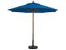 Grosfillex Market Wood 9 Foot Round Outdoor Patio Umbrella in Pacific Blue