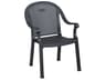 Grosfillex Sumatra Resin Charcoal Stacking Patio Dining Arm Chair