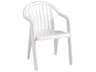 Grosfillex Miami Resin White Lowback Stacking Outdoor Patio Dining Arm Chair